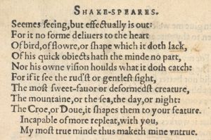 Окончание сто тринадцатого сонета Шекспира в первом издании 1609 г.