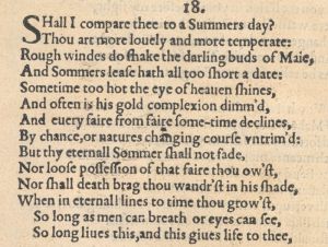Восемнадцатый сонет Шекспира в первом издании 1609 г.