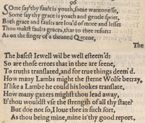 Девяносто шестой сонет Шекспира в первом издании 1609 г.