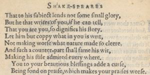 Окончание восемьдесят четвертого сонета Шекспира в первом издании 1609 г.