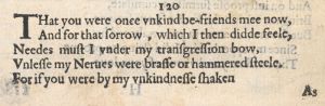 Сто двадцатый сонет Шекспира в первом издании 1609 г.