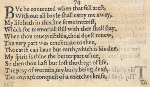 Семьдесят четвертый сонет Шекспира в первом издании 1609 г.