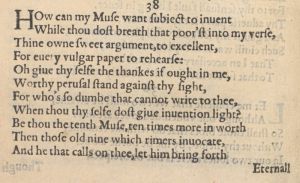Тридцать восьмой сонет Шекспира в первом издании 1609 г.