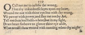 Сто тридцать девятый сонет Шекспира в первом издании 1609 г.