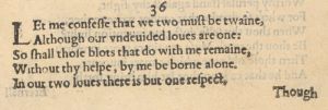Тридцать шестой сонет Шекспира в первом издании 1609 г.