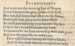 Окончание сто тридцать второго сонета Шекспира в первом издании 1609 г.
