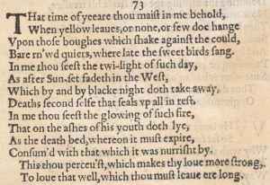 Семьдесят третий сонет Шекспира в первом издании 1609 г.