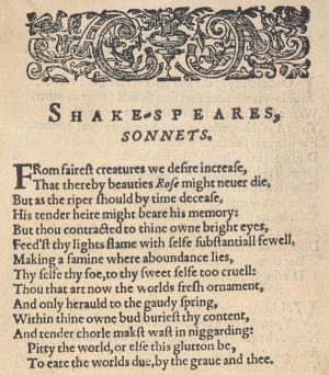 Первый сонет Шекспира в первом издании 1609 г.