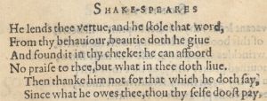 Окончание семьдесят девятого сонета Шекспира в первом издании 1609 г.