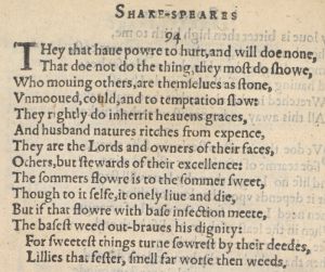 Девяносто четвертый сонет Шекспира в первом издании 1609 г.