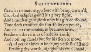 Окончание шестидесятого сонета Шекспира в первом издании 1609 г.