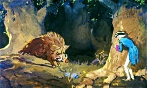 «Как я поймал кабана. Приключения барона Мюнхаузена». Художник В. Бордзиловский