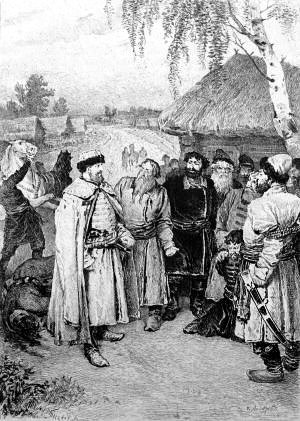 Князь Никита Романович Серебряный и связанные опричники. Рис. худож. К. В. Лебедева, грав. на меди А. Лалоз