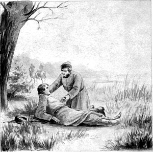 Серебряный прощается с Максимом. Иллюстрация к роману А. К. Толстого «Князь Серебряный».