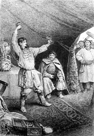 Басманов и Серебряный в шатре. Художник К. Лебедев