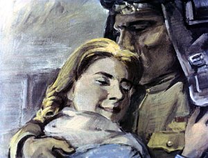 Егор Дремов и Катя. Иллюстрация к рассказу А. Н. Толстого «Русский характер». Художник Г. Сояшников, 1978 г.