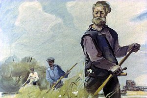 Отец Егор Егорович. Иллюстрация к рассказу А. Н. Толстого «Русский характер». Художник Г. Сояшников, 1978 г.