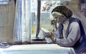 Мать Марья Поликарповна. Иллюстрация к рассказу А. Н. Толстого «Русский характер». Художник Г. Сояшников, 1978 г.