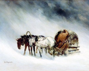 В метель. Н. Е. Сверчков, 1800-е