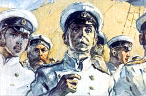 Артиллерист, бледный как полотно. Иллюстрация А. Святского к рассказу Льва Николаевича Толстого «Акула»