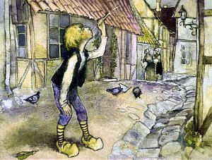 Мальчик и горох. Иллюстрация к сказке Андерсена «Пятеро из одного стручка» Г. Сояшникова, А. Кулешова