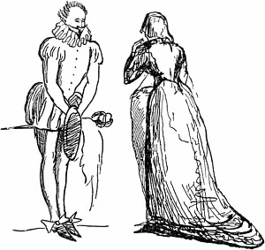 Рисунок к одной из сцен «Анджело», 1833; карандаш, обведен. черн. Тетрадь А. С. Пушкина
