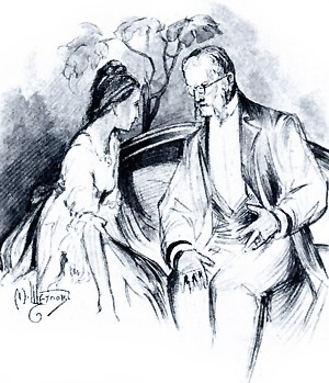Алексей Александрович и Дарья Александровна. Иллюстрация к роману Л. Н. Толстого «Анна Каренина». Художники: М. Щеглов, А. Моравов, А. Корин