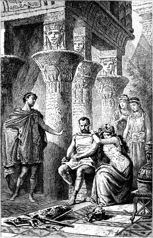 Акт III. Сцена XI (IX в переводе Д. Михаловского). Иллюстрация к трагедии Уильяма Шекспира «Антоний и Клеопатра». Художник Поль Авриль (1843-1904). Издание 1891 г.