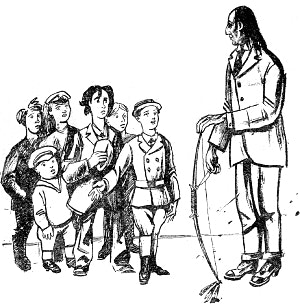 Иллюстрация к рассказу А. Т. Аверченко «Предводитель Лохмачев». Шалуны и ротозеи. Рассказы для детей. Аркадий Аверченко; С рис. А. Радакова и Ре-ми. — Петроград : журн. «Новый Сатирикон», 1916.