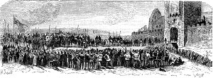 Заставка к главе XLIII романа Вальтера Скотта «Айвенго». Издание 1880 года. Художники: Адриан Мари, Ликс, Риу и Х. Скотт.