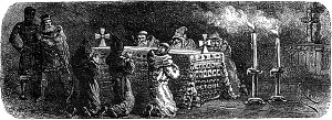 Заставка к главе XLII романа Вальтера Скотта «Айвенго». Издание 1880 года. Художники: Адриан Мари, Ликс, Риу и Х. Скотт.