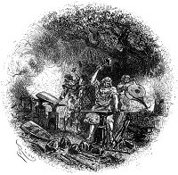 Концовка к главе IX романа Вальтера Скотта «Айвенго». Издание 1880 года. Художники: Адриан Мари, Ликс, Риу и Х. Скотт.