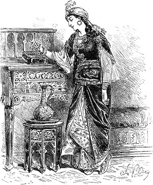 Ревекка. Иллюстрация к роману Вальтера Скотта «Айвенго». Издание 1880 года. Художники: Адриан Мари, Ликс, Риу и Х. Скотт.