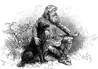 Концовка к главе I романа Вальтера Скотта «Айвенго». Издание 1880 года. Художники: Адриан Мари, Ликс, Риу и Х. Скотт.