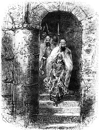 Концовка к главе XXXVI романа Вальтера Скотта «Айвенго». Издание 1880 года. Художники: Адриан Мари, Ликс, Риу и Х. Скотт.
