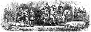 Заставка к главе XVIII романа Вальтера Скотта «Айвенго». Издание 1880 года. Художники: Адриан Мари, Ликс, Риу и Х. Скотт.
