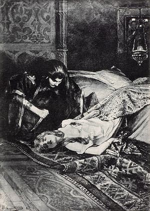 Мария и Зарема. Иллюстрация к поэме А. С. Пушкина «Бахчисарайский фонтан». Художник Вардгес Акопович Суренянц, 1897