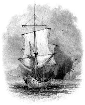 Корабль Корсара (The Corsair’s Vessel). Рис. Уоррен (H. Warren), грав. Э. Финден (E. Finden). Иллюстрация к поэме Джорджа Байрона «Корсар». Издание Брокгауза-Ефрона, 1904.
