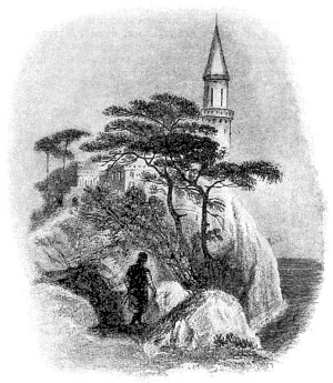 Конрад у моря (Conrad gazing on the waves). Рис. Уоррен (H. Warren), грав. Э. Финден (Е. Finden). Иллюстрация к поэме Джорджа Байрона «Корсар». Издание Брокгауза-Ефрона, 1904.
