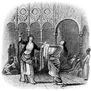 Пляска Алмей (The Almas dancing). Рис. Уоррен, гpaв. Э. Финден. Иллюстрация к поэме Джорджа Байрона «Корсар». Издание Брокгауза-Ефрона, 1904.