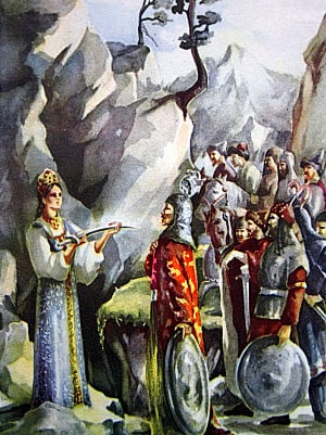 Иллюстрация к сказу П. П. Бажова «Старых гор подаренье». Художник Кордеску Марсела, 1954