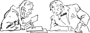 Боден и Хезлон. Иллюстрация к роману А. Р. Беляева «Ариэль». Художник О. Коровин, 1964.