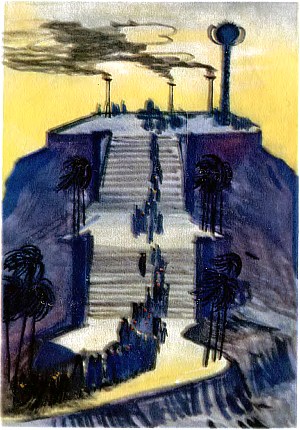 VIII. В магическом круге. Иллюстрация к роману А. Р. Беляева «Последний человек из Атлантиды». Художник Д. Бисти, 1963.