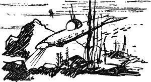 Как была открыта Атлантида. IV. Неожиданная помощь. Иллюстрация к роману А. Р. Беляева «Последний человек из Атлантиды». Художник Д. Бисти, 1963.