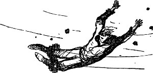 Ужасные, незабываемые минуты!.. Иллюстрация к роману А. Р. Беляева «Продавец воздуха». Художник Д. Бисти, 1963.