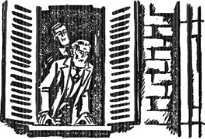 Глава IX. Осада. Иллюстрация к роману А. Р. Беляева «Вечный хлеб». Художник Б. Алимов, 1963.