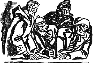 I. Деревенские новости. Иллюстрация к роману А. Р. Беляева «Вечный хлеб». Художник Б. Алимов, 1963.