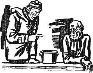 I. Деревенские новости. Иллюстрация к роману А. Р. Беляева «Вечный хлеб». Б. Алимов, 1963 г.