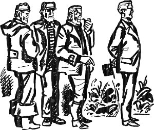 Глава II. Счастливый Ганс. Иллюстрация к роману А. Р. Беляева «Вечный хлеб». Художник Б. Алимов, 1963.