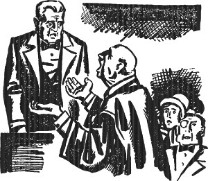 Часть первая. VI. Судебный процесс. Иллюстрация к роману А. Р. Беляева «Властелин мира». Художник Б. Алимов, 1963.